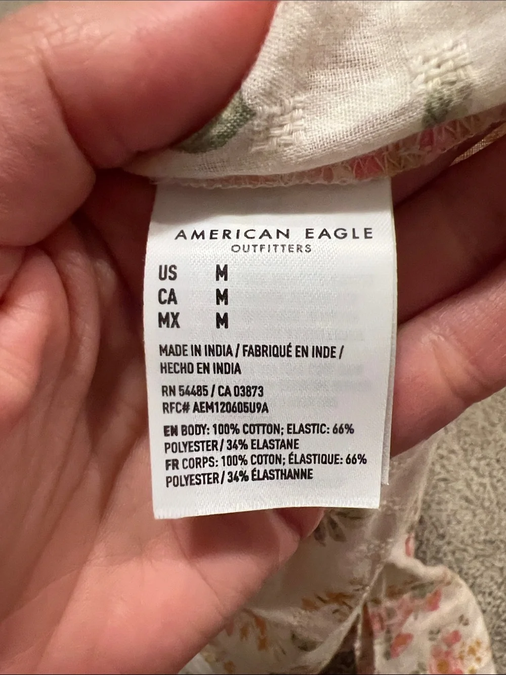 American Eagle Outfitters White Floral Print Smocked V-Neck Peplum Top M - Picture 6 of 7